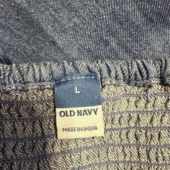 Old Navy women’s large 12 14 dress midi Blue denim Jean chambray pockets long - Picture 7 of 10